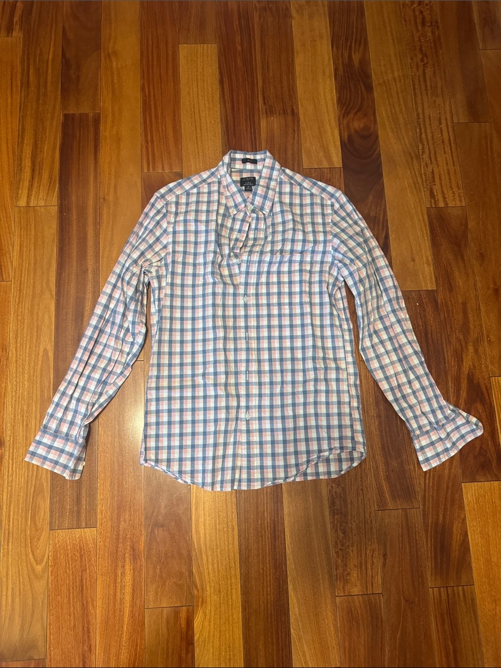 Button-Down Plaid Dress Shirt - Blue & Pink